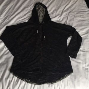 Black marled zip-up hoodie
